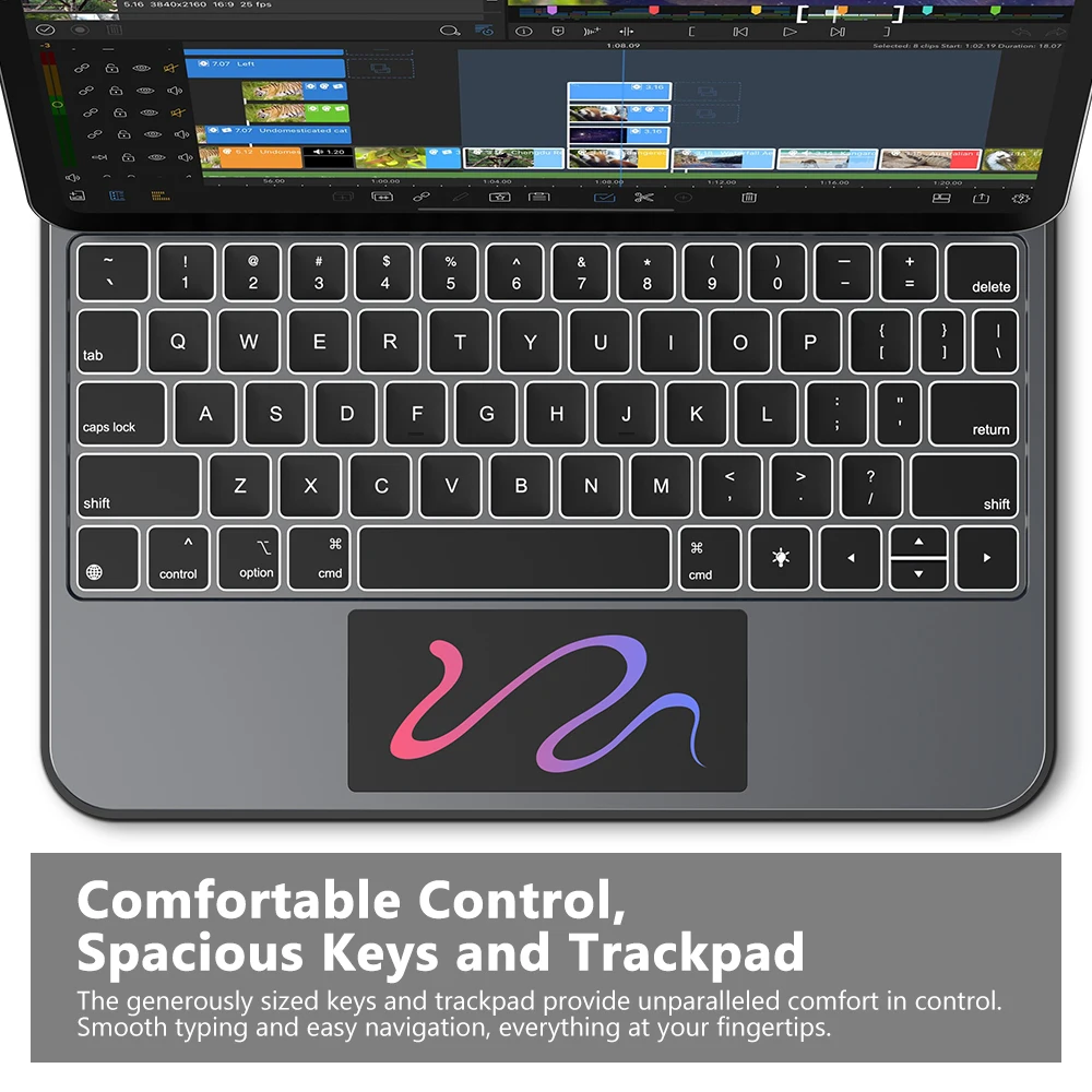 GOOJODOQ funda con teclado mágico para iPad Pro 11 M4 iPad Air 4/5/6 Pin Pogo inteligente PD18W paso a través de carga Trackpad de gestos inteligentes - imagen 5