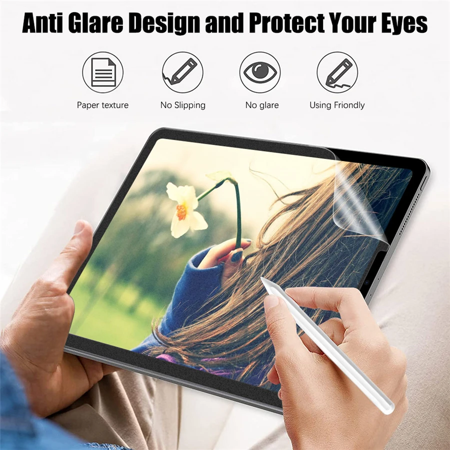 Protector de pantalla para Ipad, película mate de papel de tacto similar a la piezas, para modelos Air 11 Pro, 13, 2024, 10. ª, 9. ª, 8, 7, 6, Air 5, 4 Pro, 11, 12,9, 10,5, sin cristal, 2 uds. - imagen 4