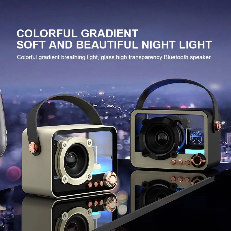 Nuevo Producto, Altavoz Bluetooth inalámbrico portátil transparente, estilo Mecha, barra de luz ambiental RGB minimalista, sonido estéreo Hi-Fi Glas - imagen 2