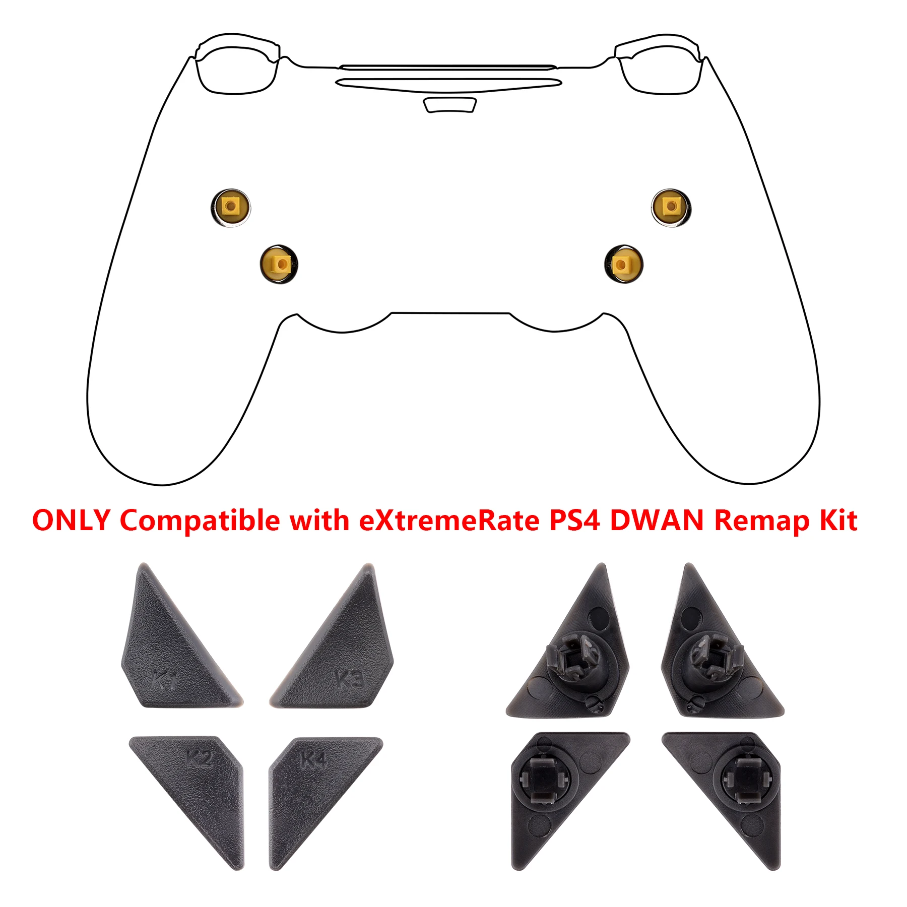 eXtremeRate Reemplazo de botones traseros rediseñados K1 K2 K3 K4 Paletas para controlador PS4 eXtremeRate DAWN Remap Kit - Negro - imagen 2