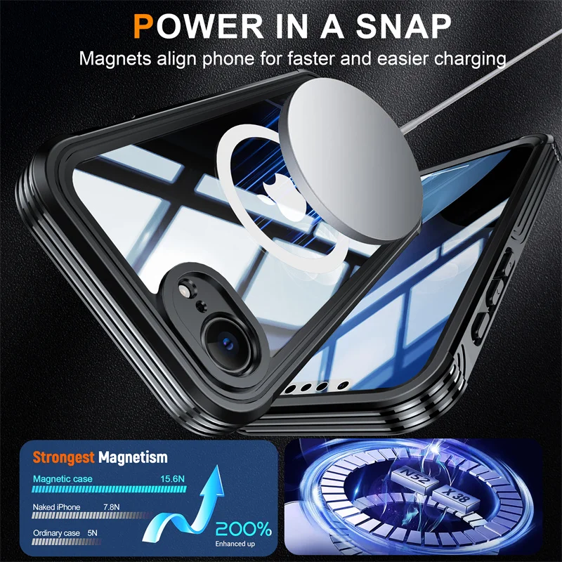Funda magnética de protección de cuerpo completo para iPhone 16e 17 Air 16 Pro Max Plus Protector de pantalla Magsafe Fundas a prueba de golpes Coque - imagen 5