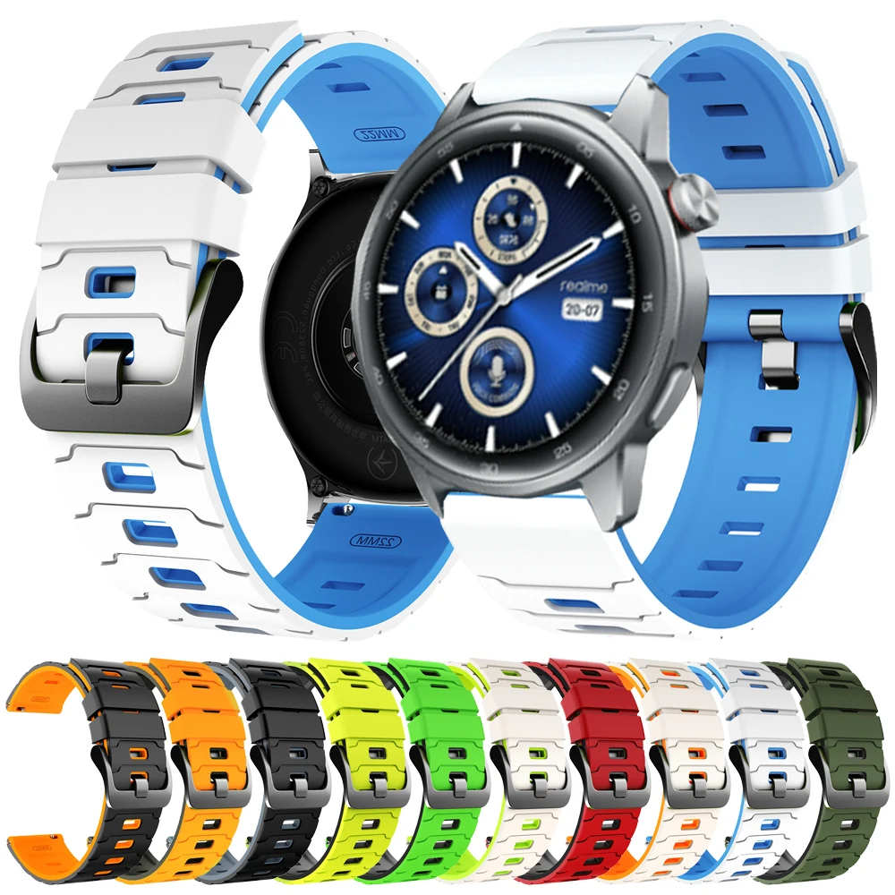 Correa de reloj inteligente deportiva de 22mm para Realme Watch S2 S 3 2 pulsera suave de silicona para Realme Watch 3 2 S Pro correas de reloj ajustables - imagen 2