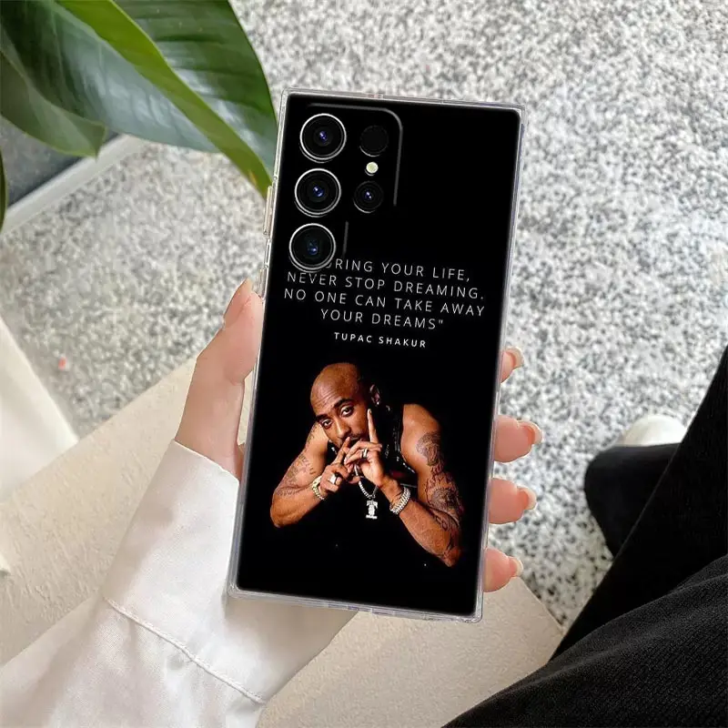Funda de teléfono Gangsta Rapper 2pac Tupac Rap para Samsung S24 S23 Ultra S22 S20 Plus S21 FE, funda transparente Galaxy S24Ultra S235G - imagen 4