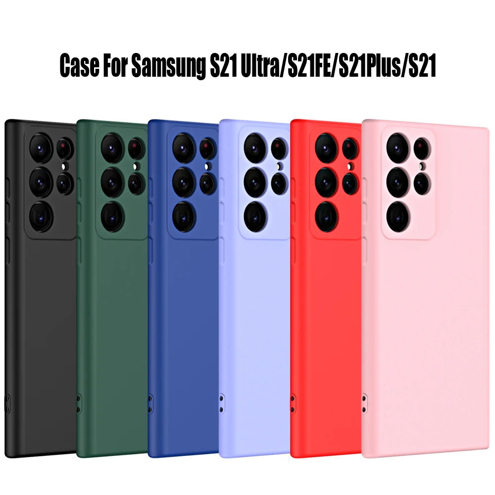 Protector de cámara de silicona líquida Original, funda trasera a prueba de golpes para Samsung Galaxy S21 Ultra S21fe S21 Plus 5G