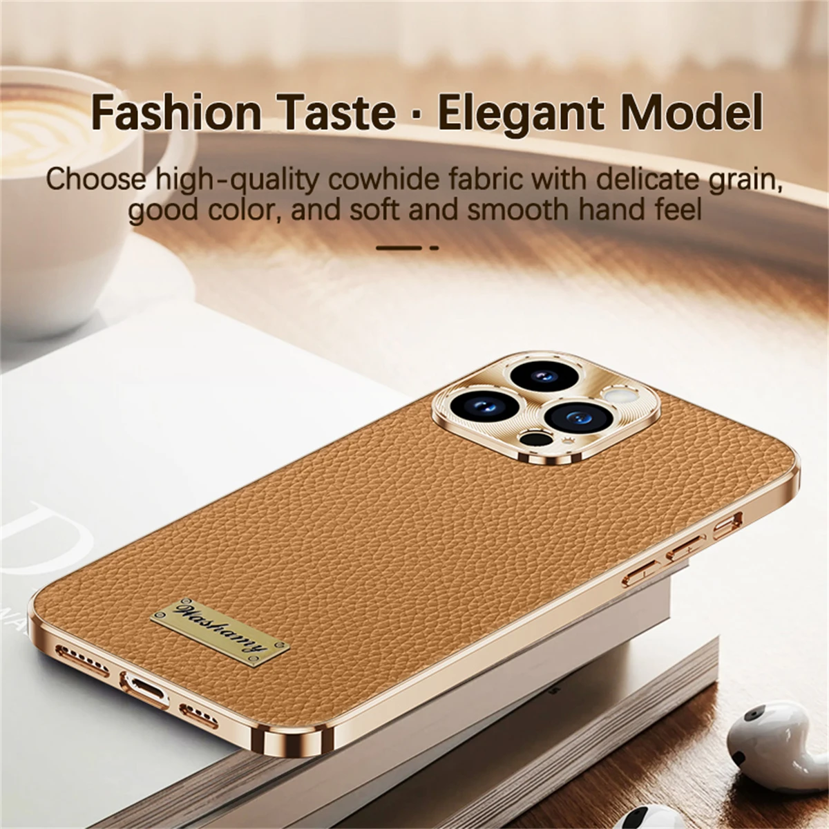 Funda de teléfono de cuero genuino TOGO de lujo para iPhone 17 16 15 14 13 Pro Max Plus 17Air revestimiento borde suave mate cubierta a prueba de golpes - imagen 3