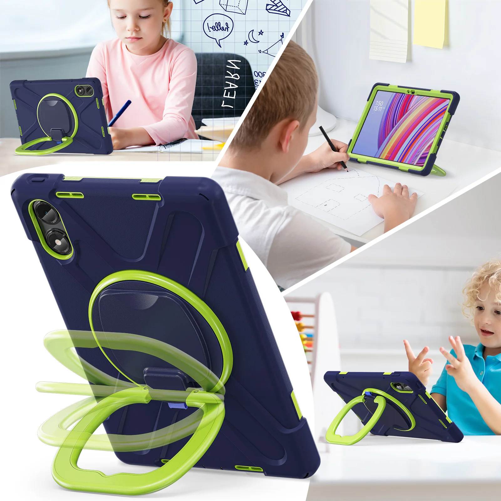 Funda resistente giratoria 360 Universal para Xiaomi Poco Pad Redmi Pad Pro 2024 cubierta de soporte híbrido de 12,1 pulgadas con mango divertido - imagen 4