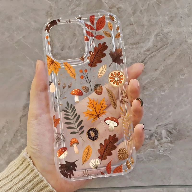 Fundas para Xiaomi 14 13 13T 12 12T Pro Mi 11 Lite 5G funda de teléfono patrón de hojas de otoño funda trasera de silicona transparente suave a prueba de golpes