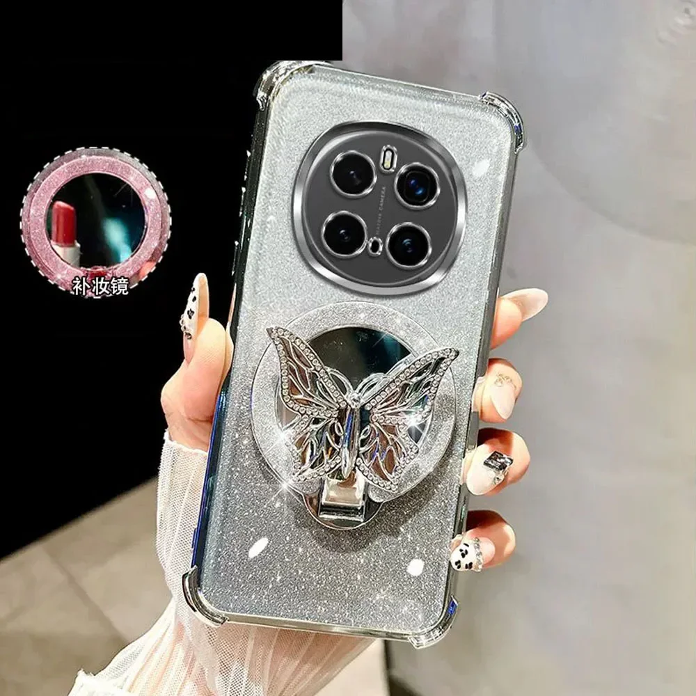 Funda con soporte magnético de mariposa y espejo para Xiaomi Redmi Note 14 13 12 Note14 Pro Plus 14S 14C 13C, cubierta transparente a prueba de golpes - imagen 5