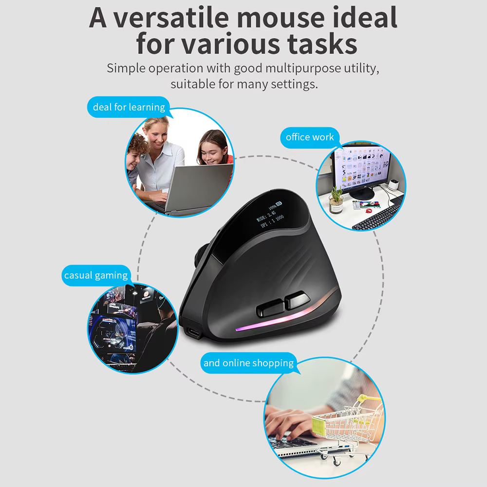 Lefon Ratón Ergonómico Vertical Inalámbrico - Recargable para Juegos - imagen 2