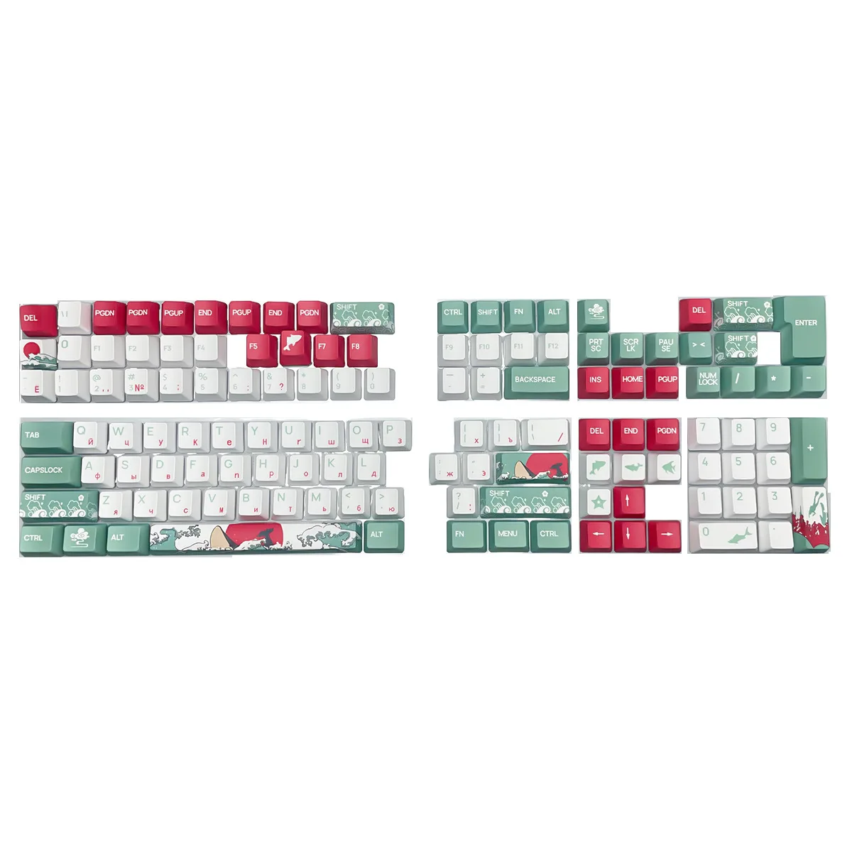 Coral Sea Keycaps ruso OEM XDA altura PBT sublimación de tinte para teclado mecánico AULA F75 Ajazz Akko Fun60 Pro Mad 60he juego