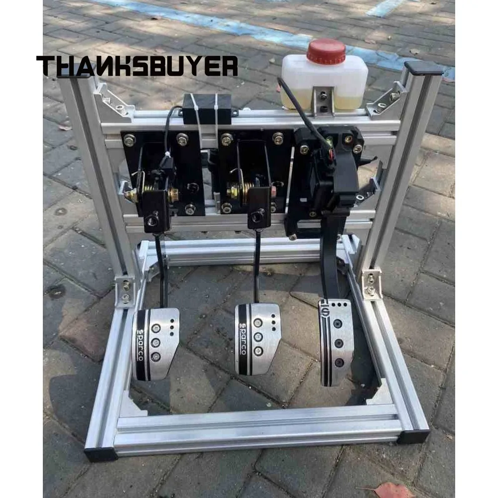 Pedales hidráulicos Simplayer Pedales de carreras (fuerza del pedal de 60 kg y 110 kg para frenado) con soporte de perfil negro plateado - imagen 3