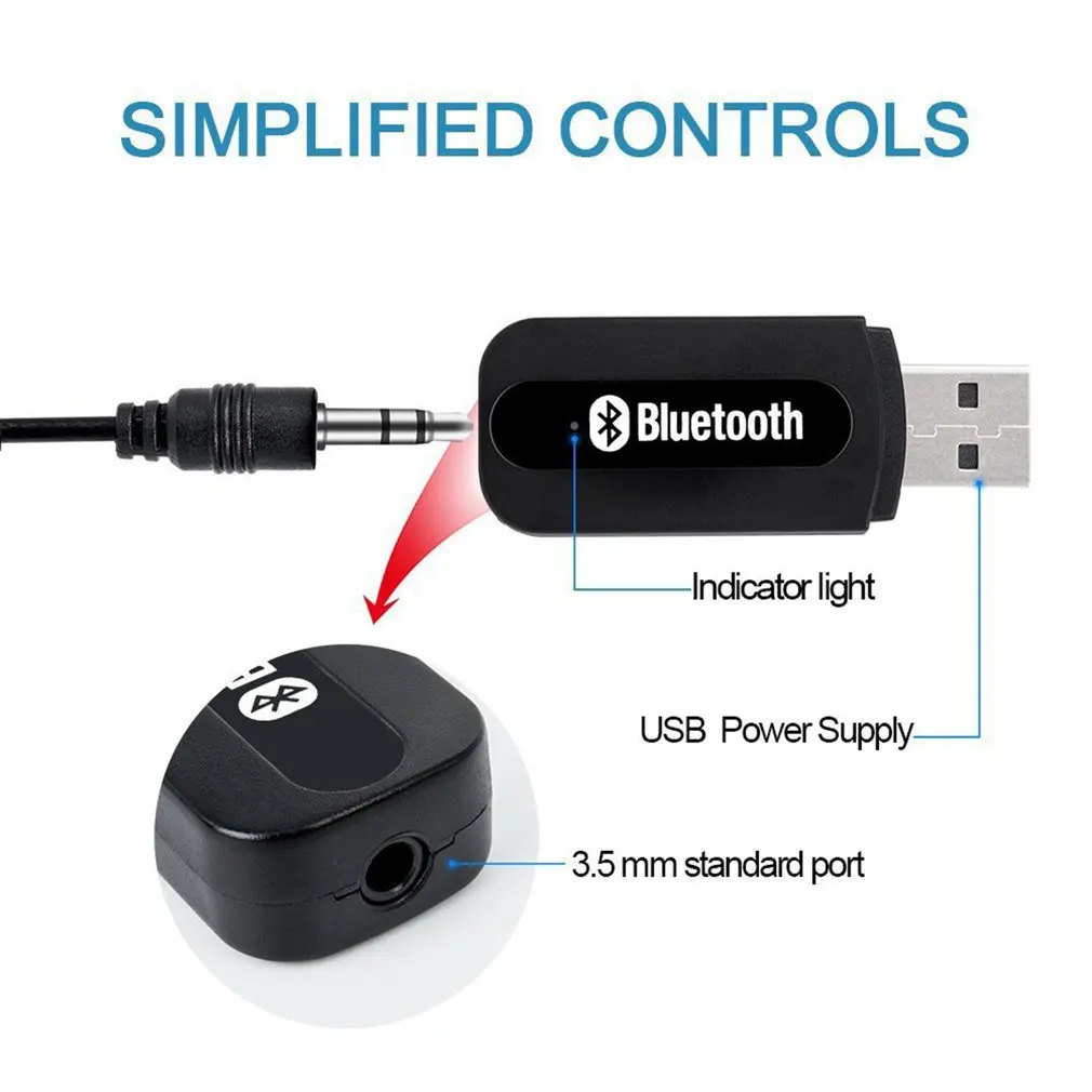 Adaptador receptor inalámbrico para música de coche, receptor Compatible con Bluetooth, USB, Aux, 3,5mm, receptor de auriculares - imagen 3