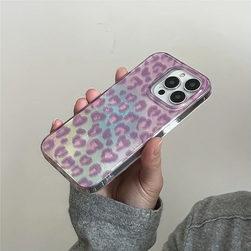 Funda de teléfono glacial con gradiente y estampado de leopardo púrpura claro para iPhone 17 11 12 13 14 15 16 Pro Max 17Air 16E XR X XS 7 8 Plus - imagen 5