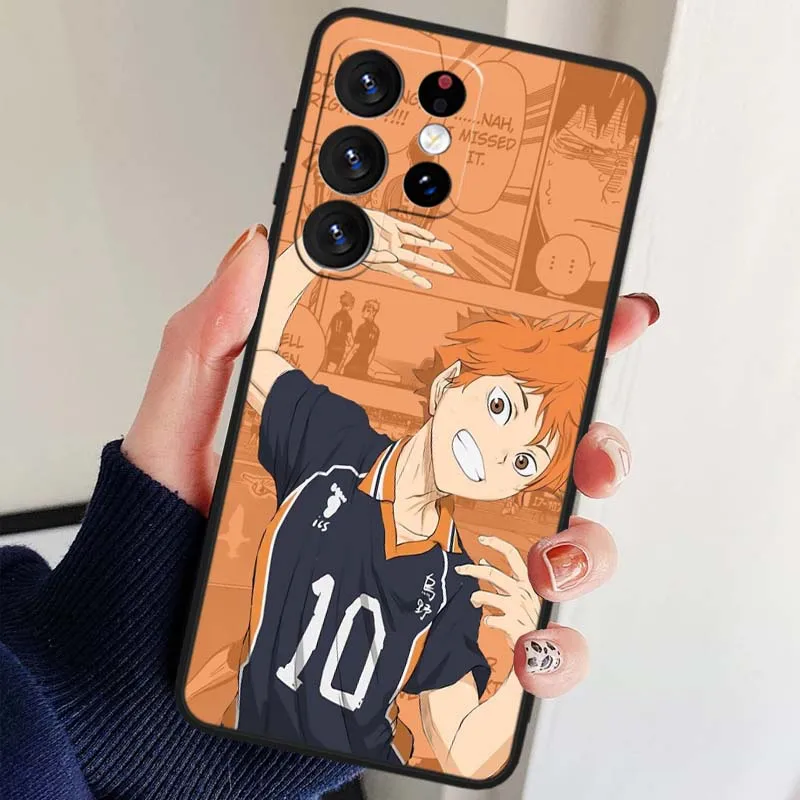 Shoyo Hinata Anime para Samsung Galaxy S25 S24 S23 S22 S21 S20 S10 S9 S8 FE Lite Ultra Plus 5G funda de teléfono negra - imagen 5