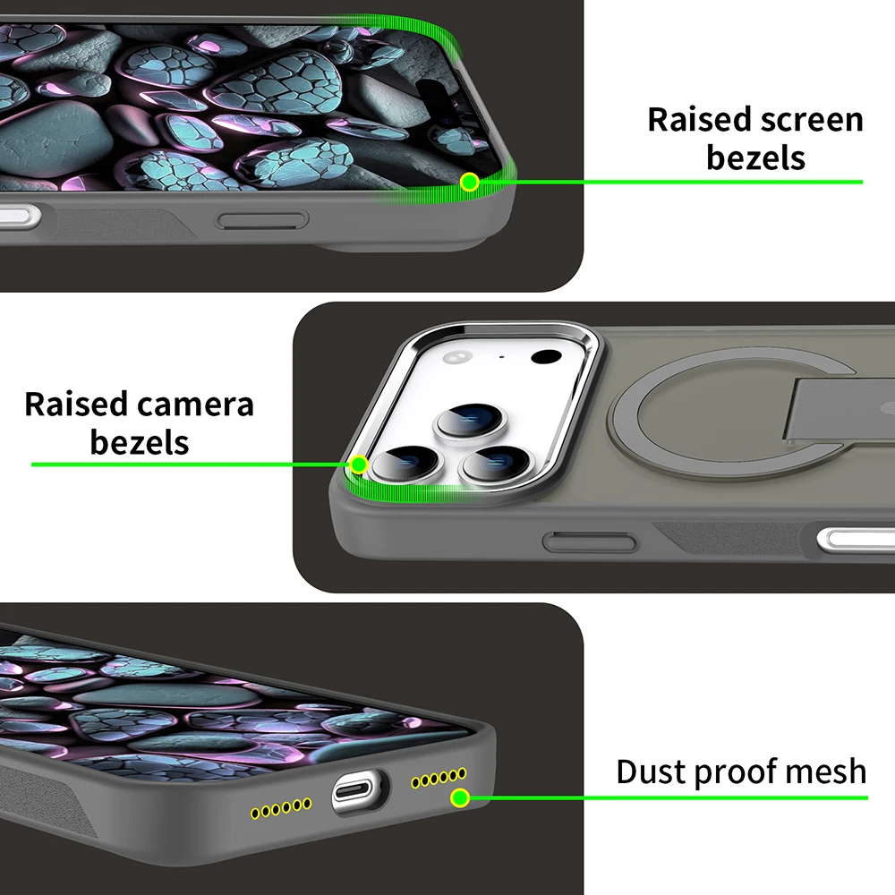 Funda de teléfono Magsafe de lujo para iPhone 17 Pro Max Air, soporte plegable de carga inalámbrica magnética, fundas mate - imagen 2