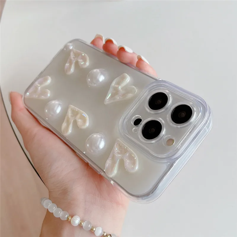 Ottwn-funda de teléfono con Graffiti Art 3D, carcasa de TPU suave con corazón de amor y perlas para iPhone 14, 13, 12, 11 Pro Max, X, XR, XS Max - imagen 4