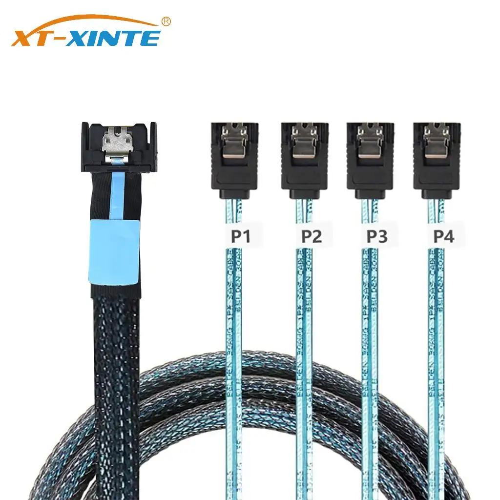 SlimSAS-Cable de conexión de datos para servidor, conector MCIO 4I de 38 pines a 4X SATA, PCIE5.0, PCI-E, 8654