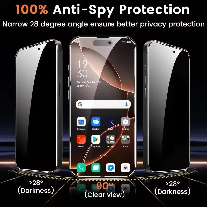 Protector de pantalla de privacidad para IPhone 17 14 11 12 13 15 16 Pro Max 7 8 Plus Mini XR XS, vidrio antiespía, instalación sin polvo, 4 Uds. - imagen 3