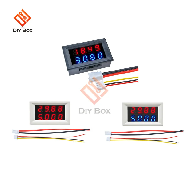 Medidor de voltaje de corriente Digital de alta precisión, Detector LED azul y rojo, Amp, voltímetro, amperímetro, pantalla Dual de 100 pulgadas, CC de 0,56 V, 10A
