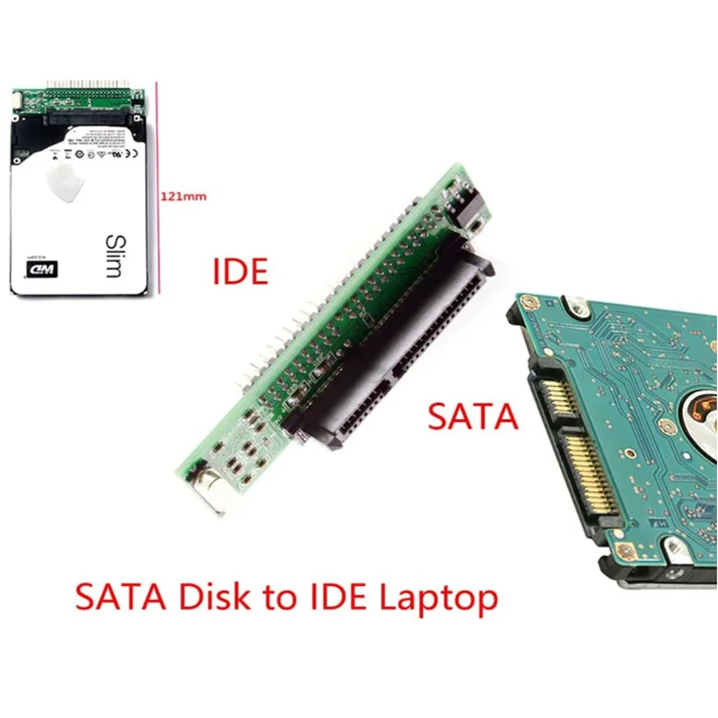 Convertidor SATA a IDE de 2,5 "para unidad de ordenador portátil, tarjeta adaptadora de puerto IDE PATA HDD SSD Serial ATA 7 + 15P hembra a 44 pines macho