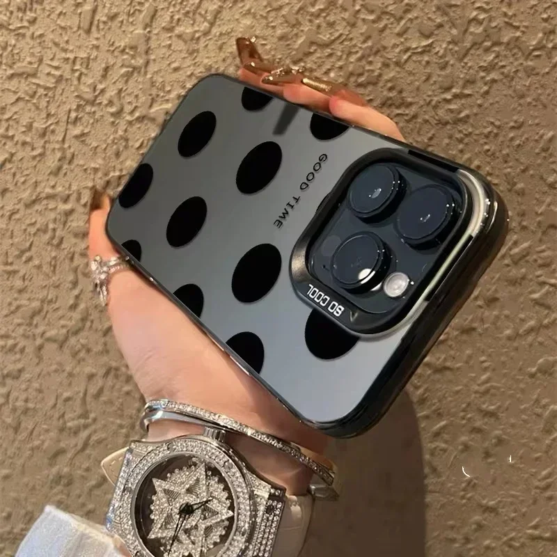 Funda de teléfono de lujo con diseño de lunares y corazón de amor negro para Samsung Galaxy S25 Ultra S24 S23 S22 S21 Plus S20 FE A55 A54 A35 Cove - imagen 3