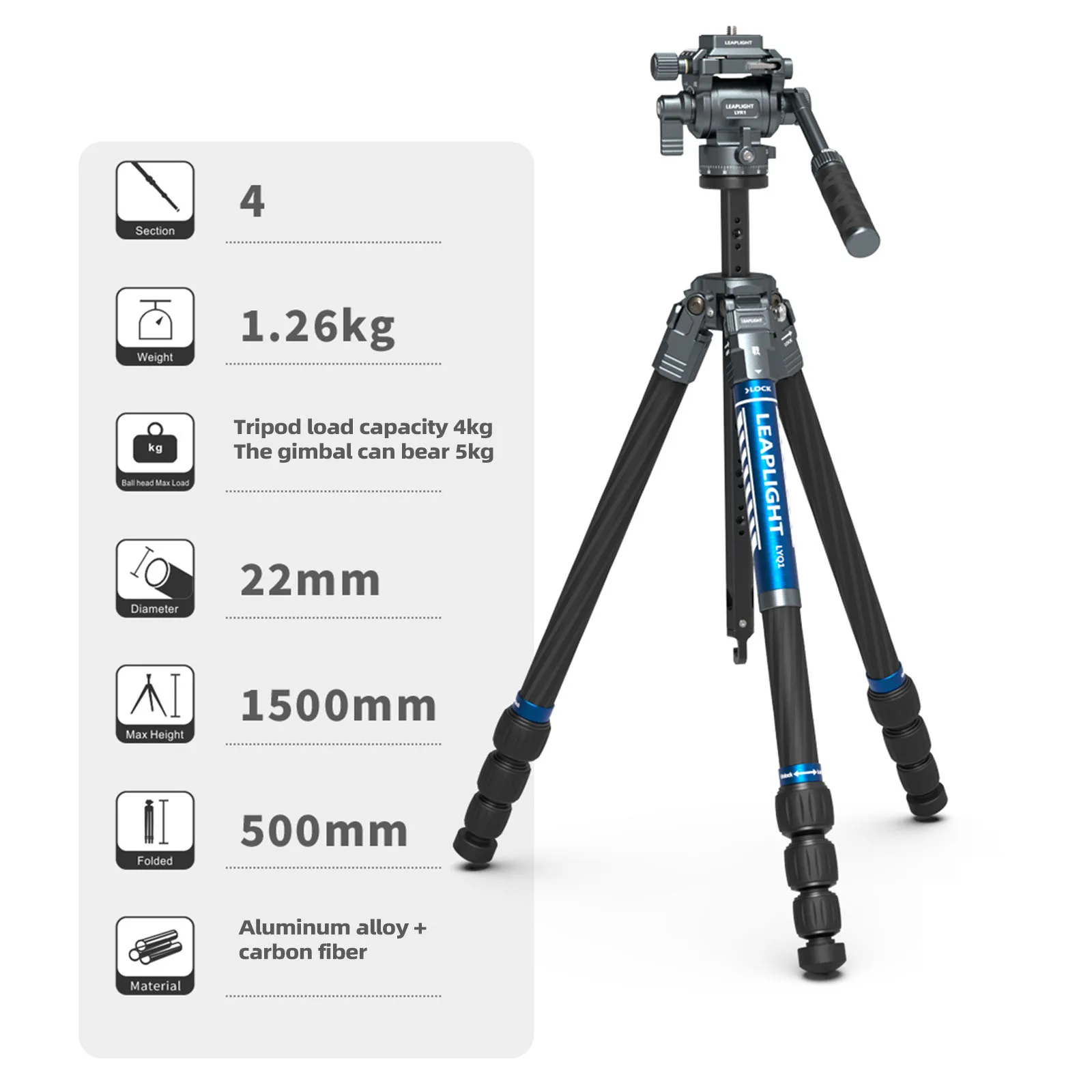 Blue tripod and head