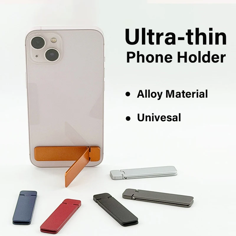 Mini soporte de Metal ultrafino para teléfono, pegatina trasera plegable, soporte de escritorio Invisible, portátil, Universal para teléfono inteligente y tableta