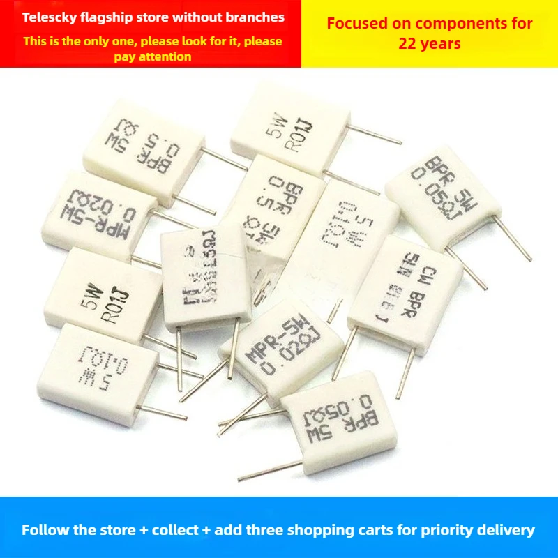 5 uds 5W resistencia de cemento cerámico no inductivo 0.001 0,1 0,15 0,22 0,25 0,33 0,5 Ohm 0.1R 0.15R 0.22R 0.25R 0.33R 0,5 R BPR56 - imagen 4