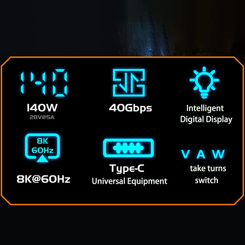 Adaptador de pantalla Digital USB C a USB C en forma de U, 140W, carga rápida, tipo C macho a C hembra, adaptador de extensión, transferencia de datos de 40Gbps - imagen 5