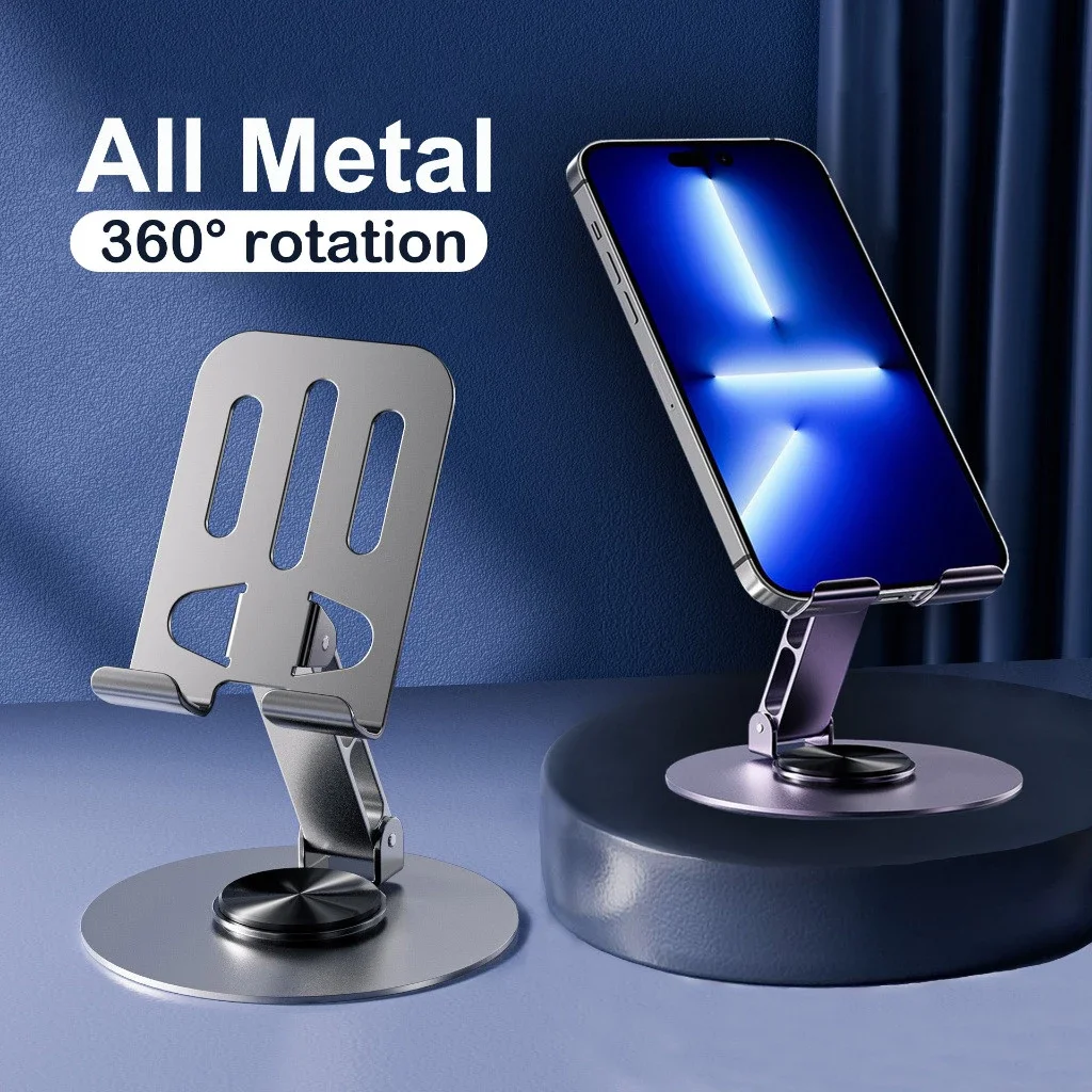 Soporte Para Teléfono Ajustable Metal 360 ° Soporte plegable giratorio para teléfono móvil, soporte de escritorio para tableta, portátil, retráctil, Universal