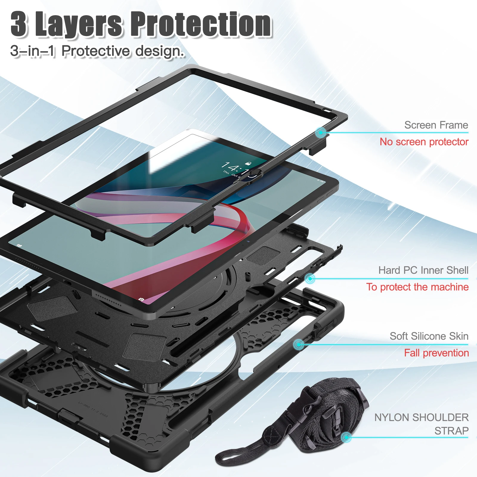 Funda para Lenovo Xiaoxin Pad Pro 2022 11,2 pulgadas Tab P11 Pro Gen2 TB-132FU 138FC cubierta resistente con mango giratorio 360 - imagen 2