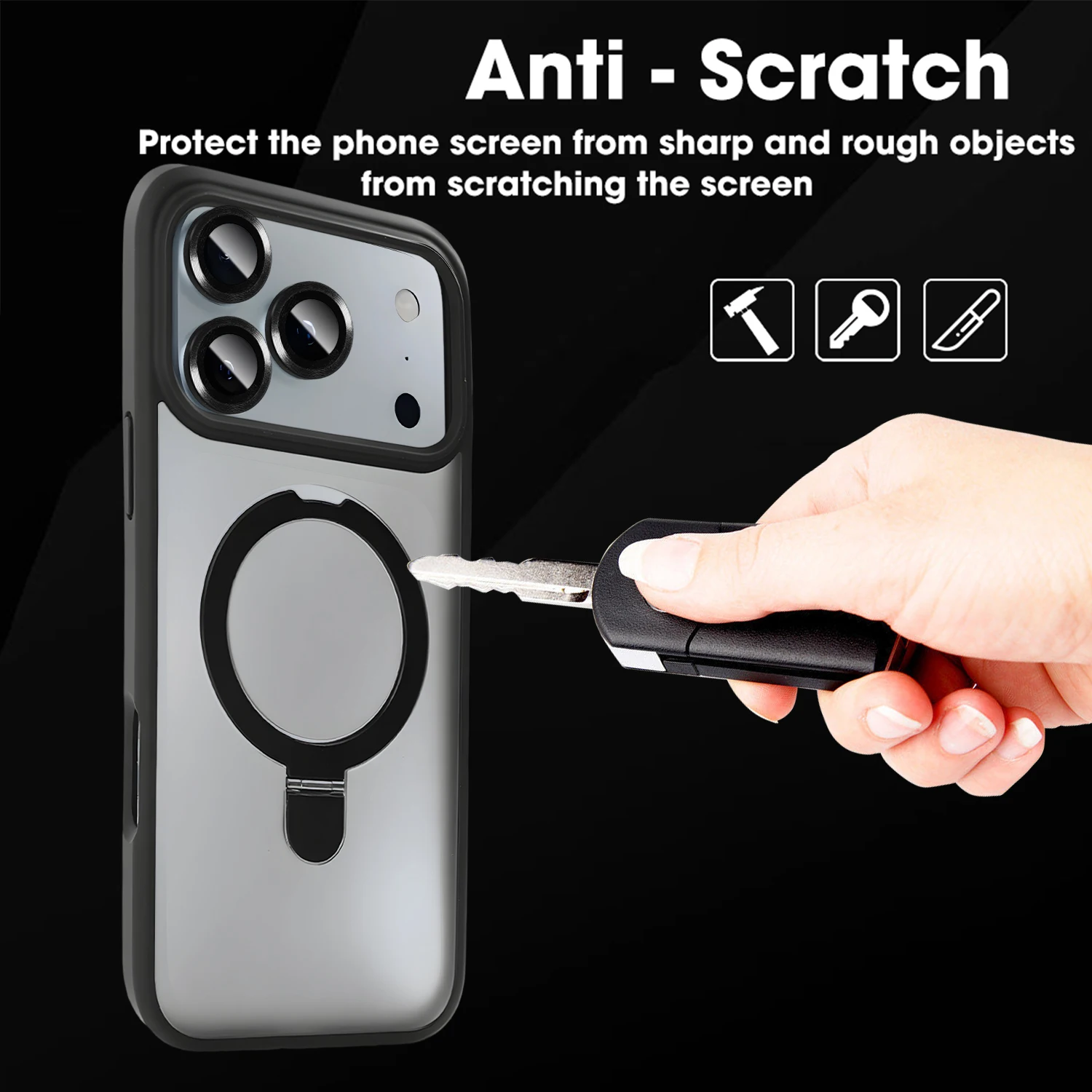 Para iPhone17 soporte de carga inalámbrica anillo estuche rígido para Iphone 17 Pro Max 17 Air 17 Pro cubierta de parachoques de PC magnética para iPhone17 - imagen 4