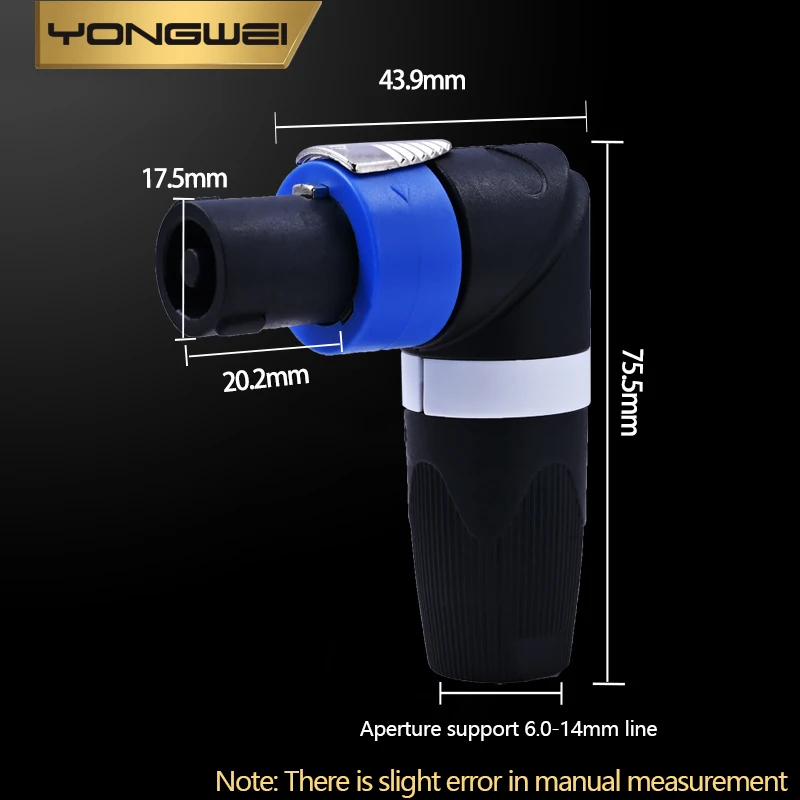 YONGWEI conector Speakon NL4FC de 4 pines, amplificador de potencia de Audio XLR KTV de ángulo recto, adaptador de enchufe macho soldado, accesorios de Audio - imagen 3