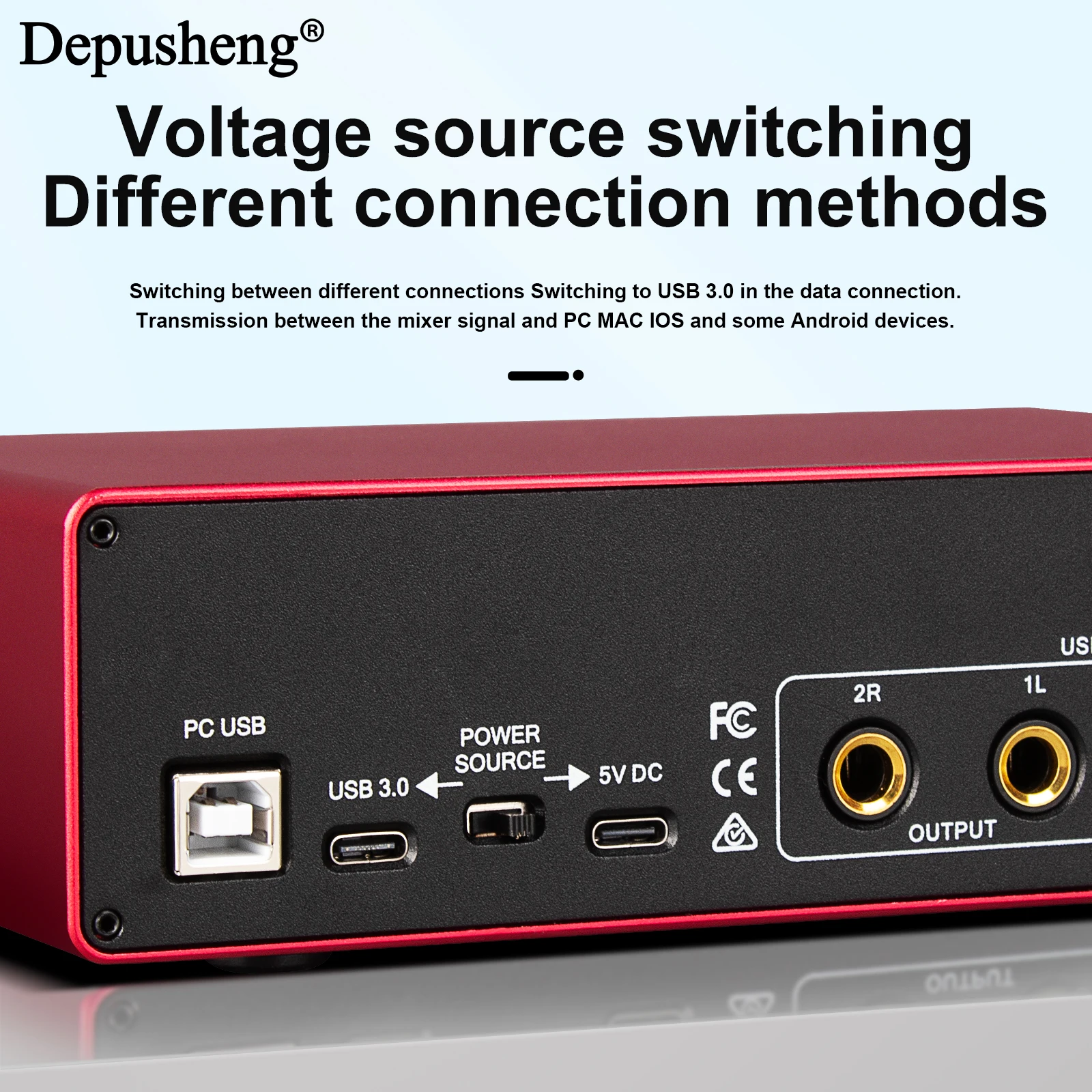 Tarjeta de sonido profesional Depusheng MK22P interfaz de Audio USB 48v fuente de alimentación fantasma para estudio en vivo Streaming Podcasts - imagen 4
