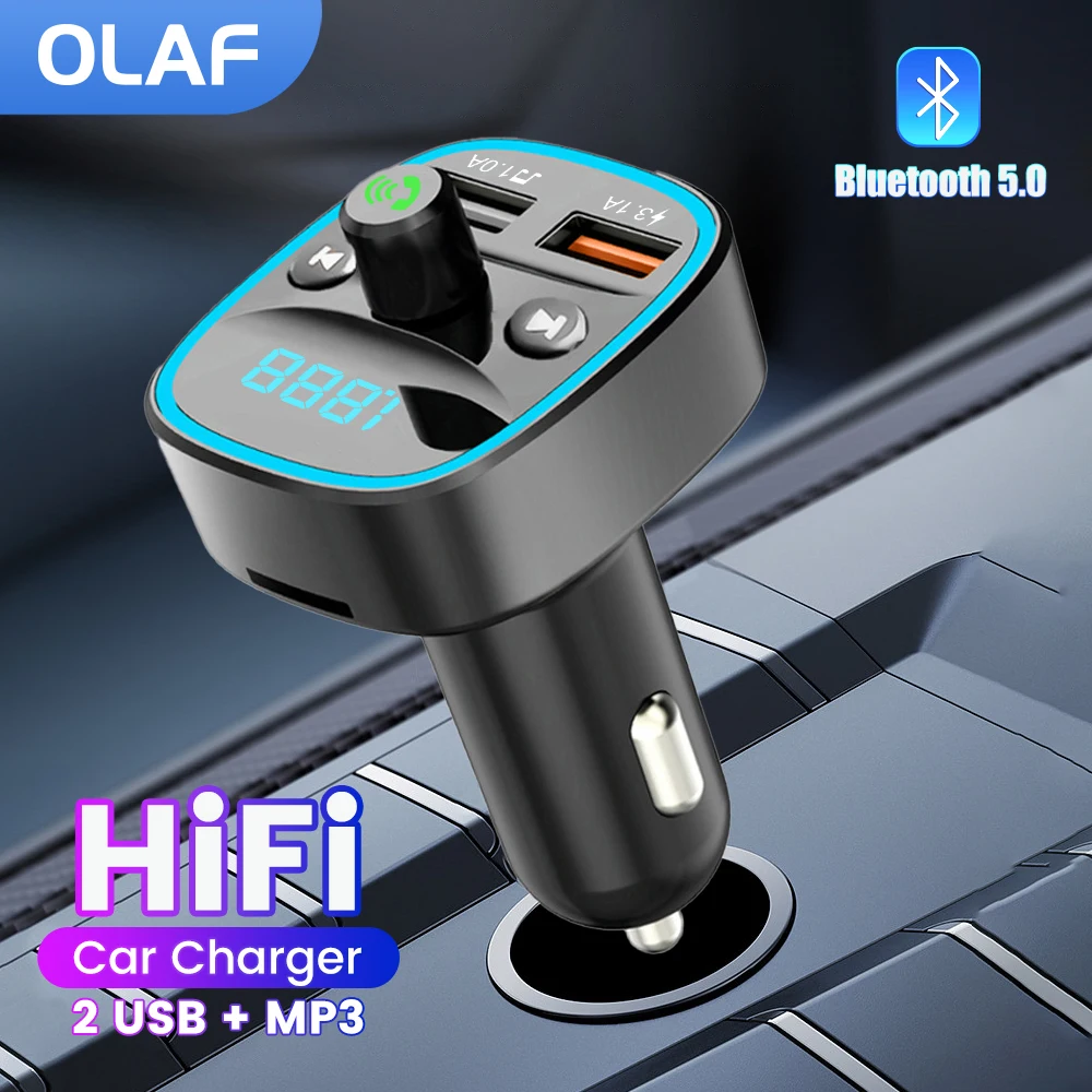 Reproductor de música MP3 para coche, Cargador USB Dual, manos libres, Bluetooth, transmisor FM 5,0, receptor, tarjeta TF, disco U, reproductor auxiliar