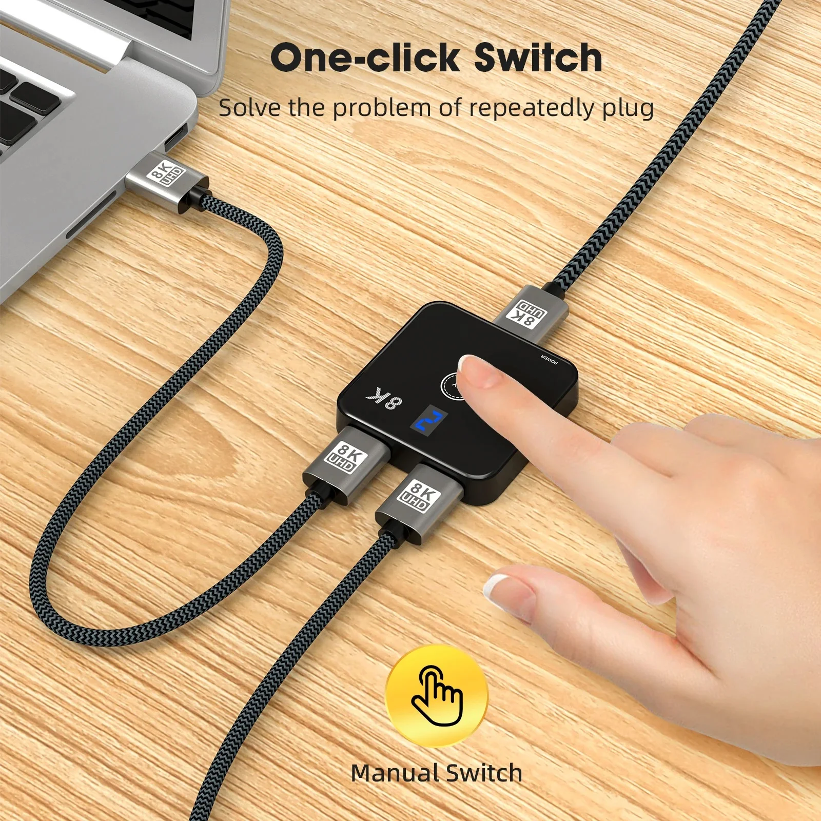 Conmutador HDMI 8K 60Hz 2 puertos bidireccionales 4K 120HZ transmisión bidireccional HDMI 2,1 bidireccional 2x1 1x2 divisor de interruptor para PC - imagen 5