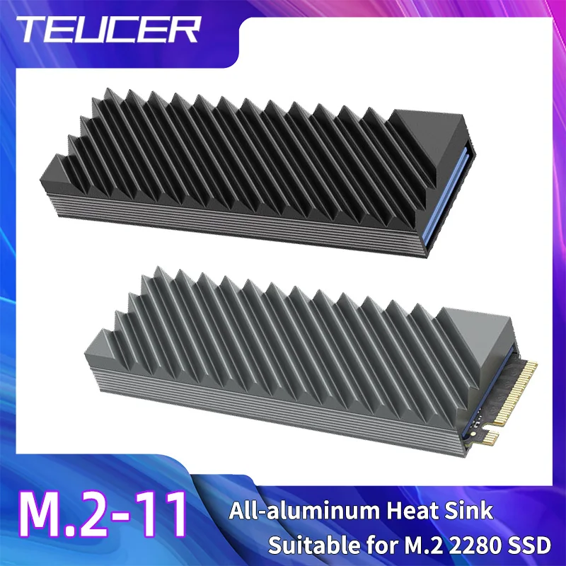 TUECER M.2 2280 NVMe SSD Disipador de calor de doble cara de aluminio con almohadilla térmica de silicona: alto rendimiento de enfriamiento para PC de escritorio