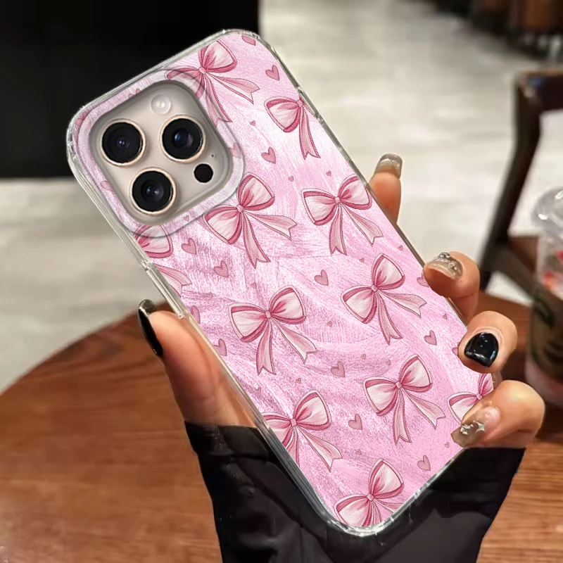 Para iPhone 16 15 13 12 11 Plus Pro Max 14 Pro 7 8 Plus SE XS XR funda de teléfono mariposa arco estampado láser para iPhone 16e cubierta de lujo - imagen 2