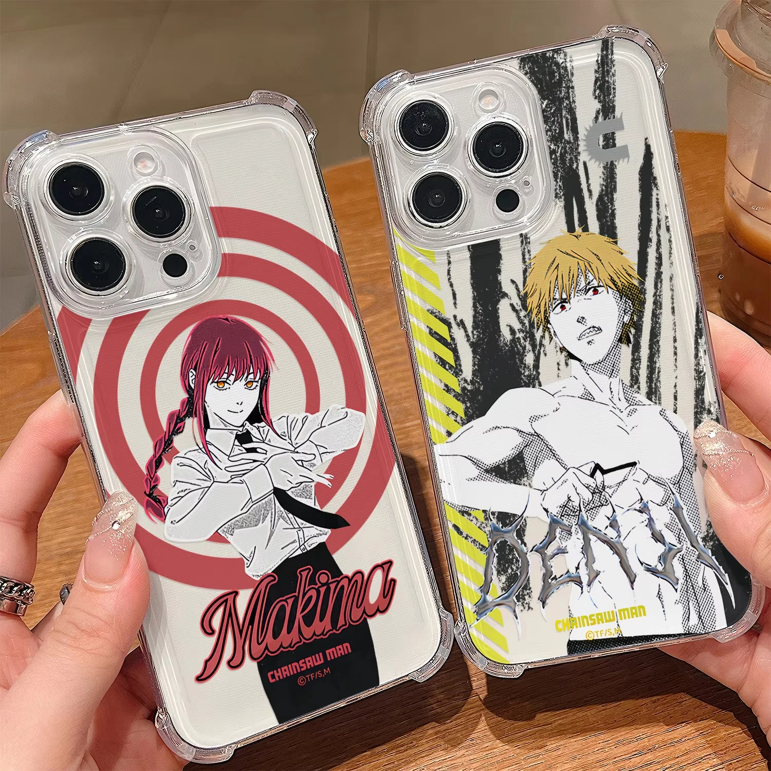 Funda de teléfono anticaída cuádruple m-man con motosierra de Anime para iPhone 17 Air 16 ProMax 15 14 Plus 13 12 11, funda de silicona a prueba de golpes