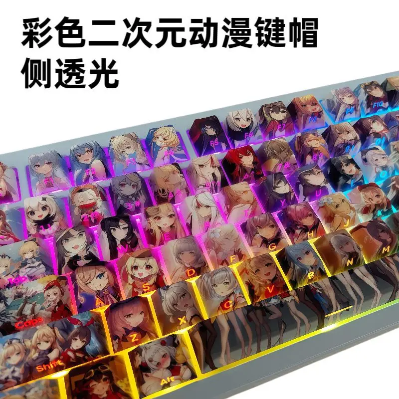 Teclas translúcidas, bonita tapa de tecla de Anime para chica, 135 teclas, PBT, tinte Sub, perfil Chreey, tapa de tecla de Anime japonés para interruptor ANSI Cherry MX - imagen 2