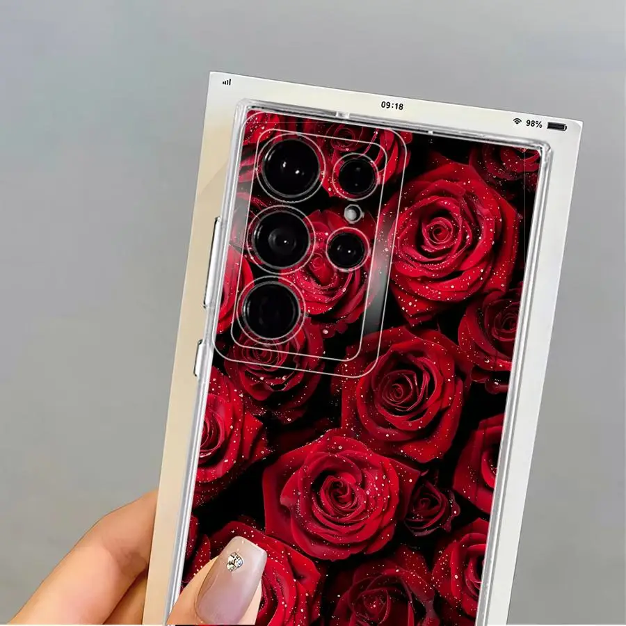 Funda suave transparente con hermosas flores para Samsung Galaxy S10 Plus S22 S25 Ultra S24 FE S21 Note 10 20 Ultra S20 S23 - imagen 5