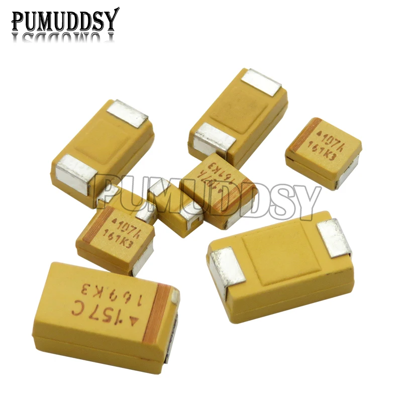 Condensador de tantalio tipo A B C D, 10 uds, 22UF, 47UF, 100NF, 68UF, 6,3 V, 10V, 16V, 25V, 35V, 50V/4,7/10/33/68/100UF, A3216/B3528/C6032/D7343