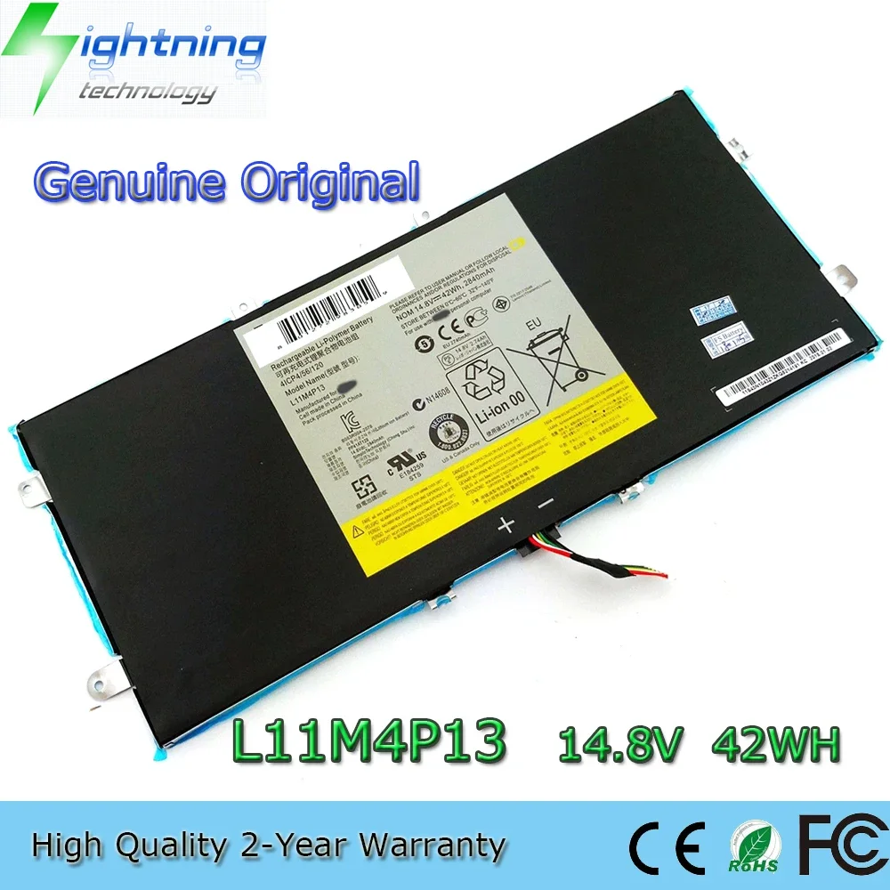 Nueva batería Original y genuina para ordenador portátil L11M4P13 14,8 V 42Wh para Lenovo IdeaPad Yoga 11S-IFI 4ICP4/56/120, etc.