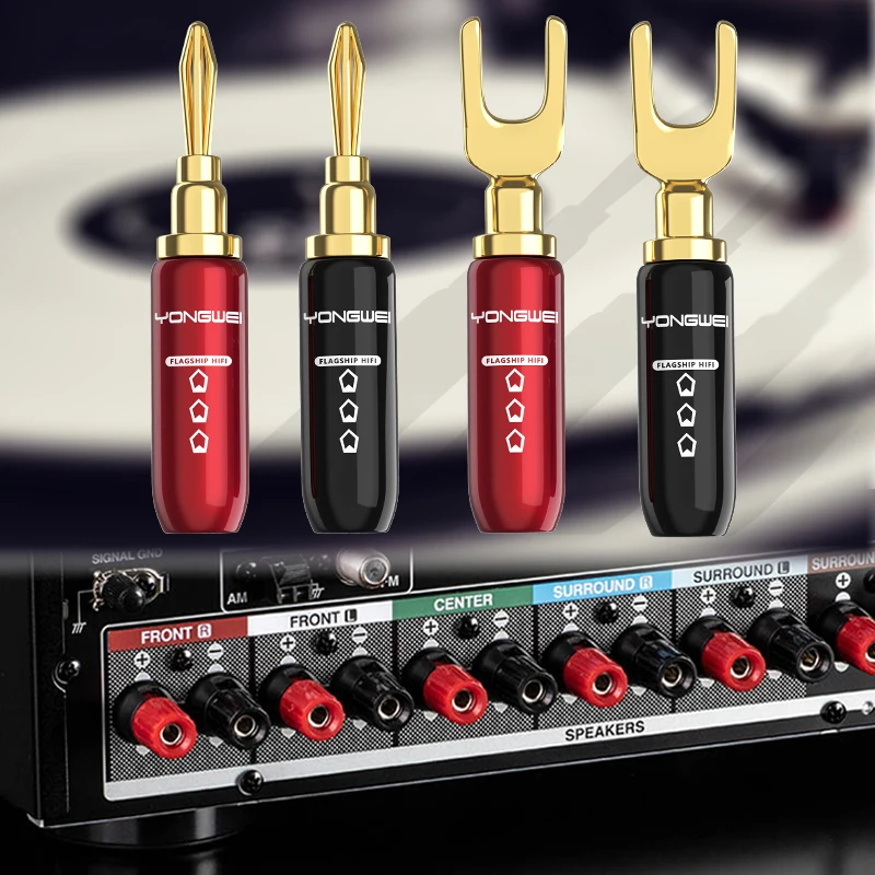 YONGWEI amplificador de potencia conector de cableado de altavoz 4mm cabeza Banana Y enchufe de audio terminal tornillo soldadura libre cabeza de audio cableado diy - imagen 4