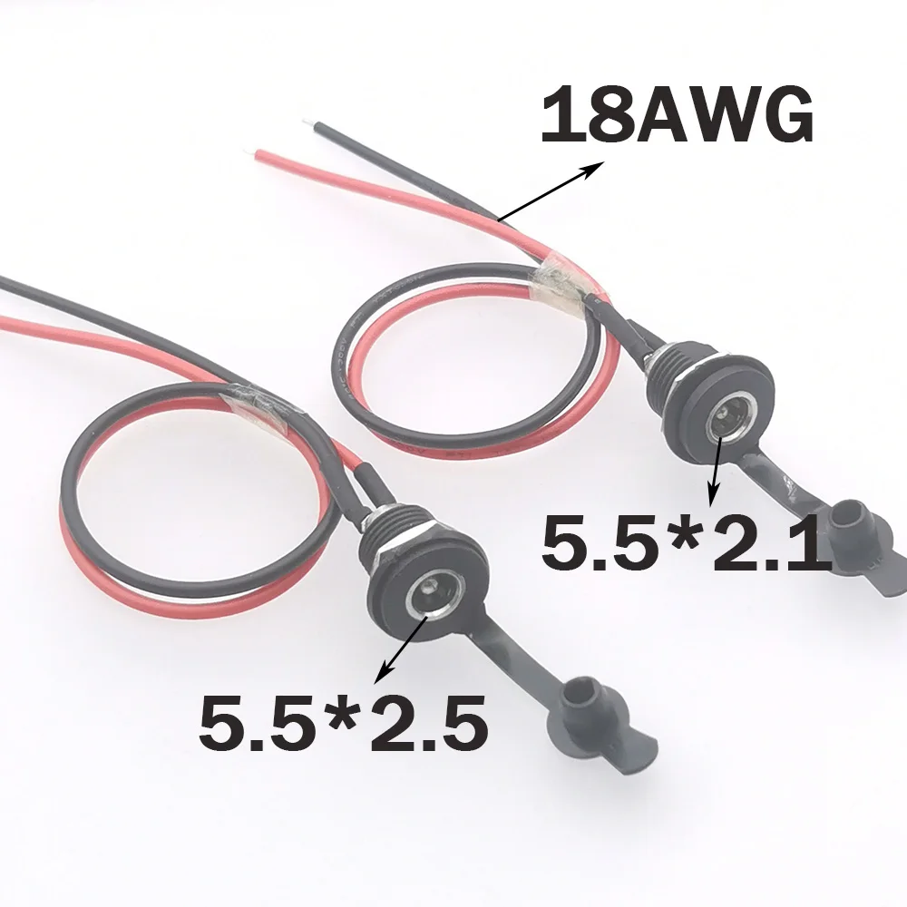1 Uds conector hembra de alimentación CC con Cable de 18AWG con cable 5,5*2,1 5,5*2,5mm toma de carga CC conector de alimentación hembra de alta corriente
