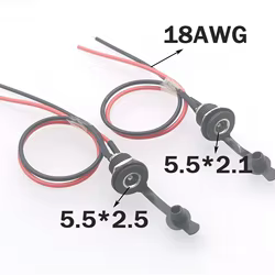 1 Uds conector hembra de alimentación CC con Cable de 18AWG con cable 5,5*2,1 5,5*2,5mm toma de carga CC conector de alimentación hembra de alta corriente