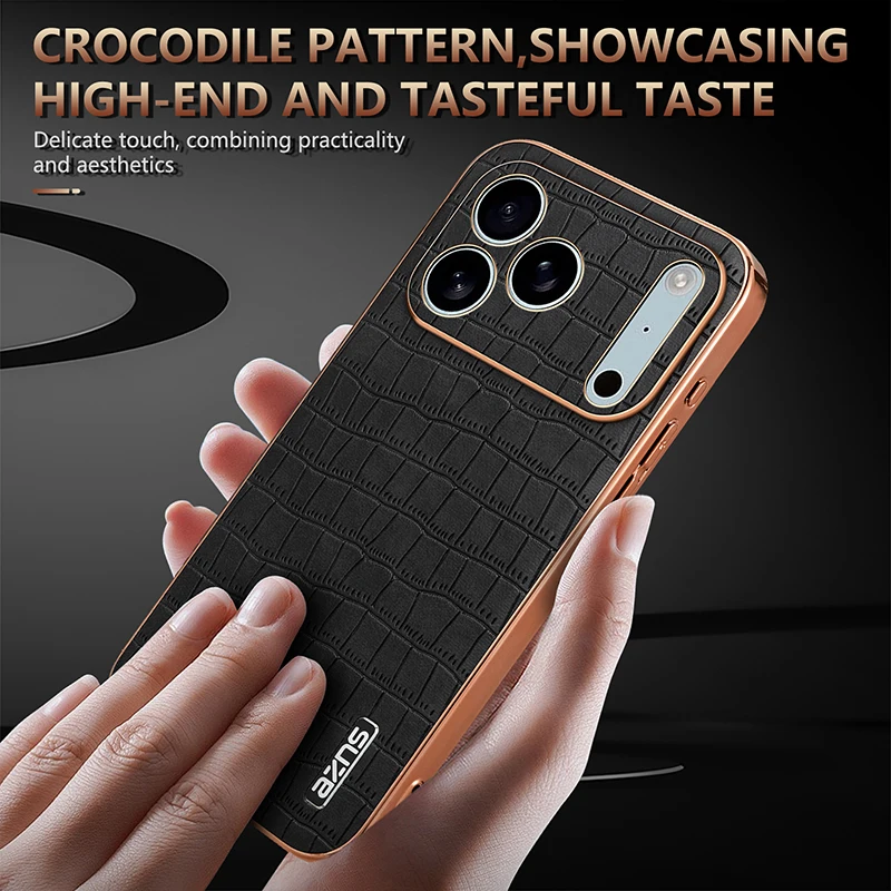 Funda de cuero PU con patrón de cocodrilo para iPhone 17 Pro Max 17 Air, funda protectora completa para cámara, carcasa de parachoques chapada con textura 3D - imagen 5
