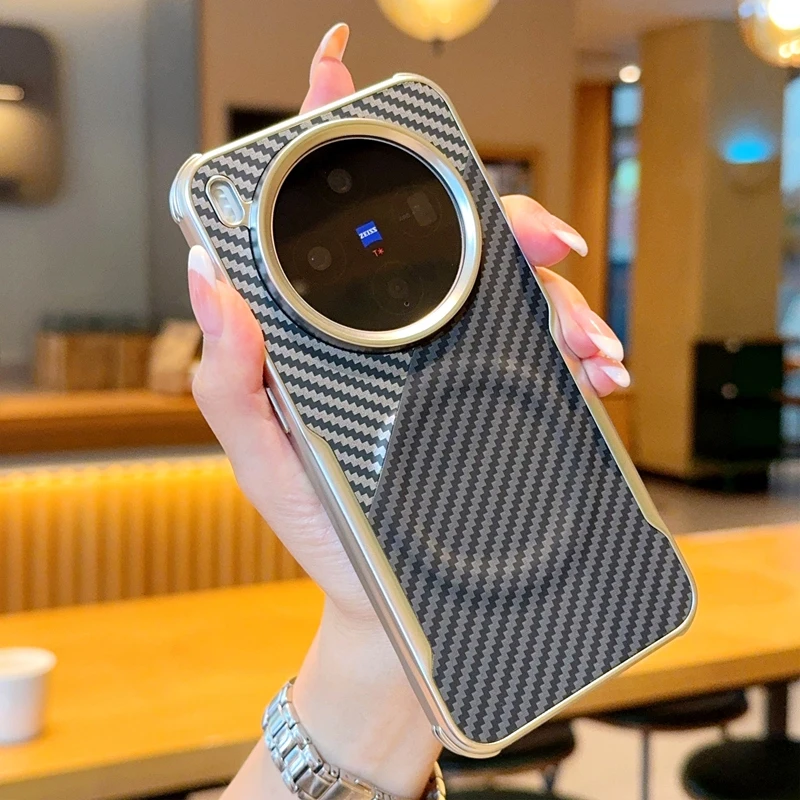 Para VIVO X300 Pro funda dura de fibra de carbono magnética carga inalámbrica cubierta protectora trasera para VIVO X200 Pro Mini X200S Shell