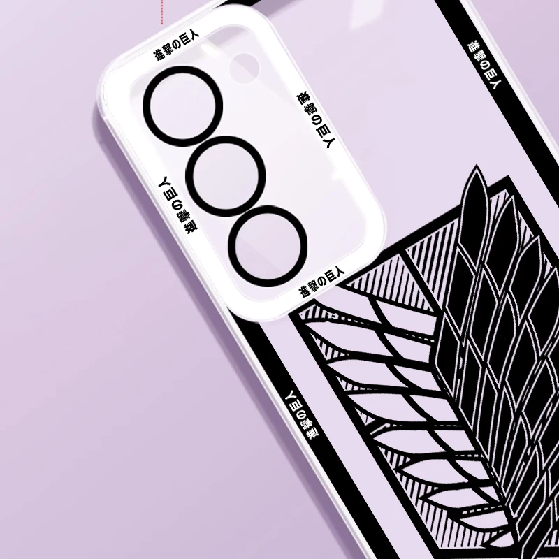 Anime Attack on Titan logo para Samsung Galaxy S24 S23 S22 S21 S20 Plus FE Ultra A52 A53 A54 Angel Eyes funda transparente para teléfono - imagen 5