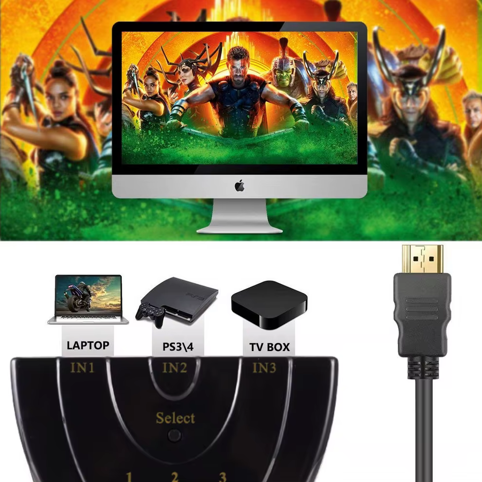LccKaa Switch HDMI Triple Puerto 4K 3D para TV y Consolas - imagen 2
